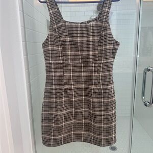 Sadie & Sage Tan Plaid Mini Dress